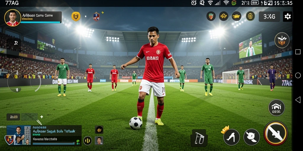 Tangkapan layar menampilkan gameplay seru di 77AG dengan aksi sepak bola nyata.