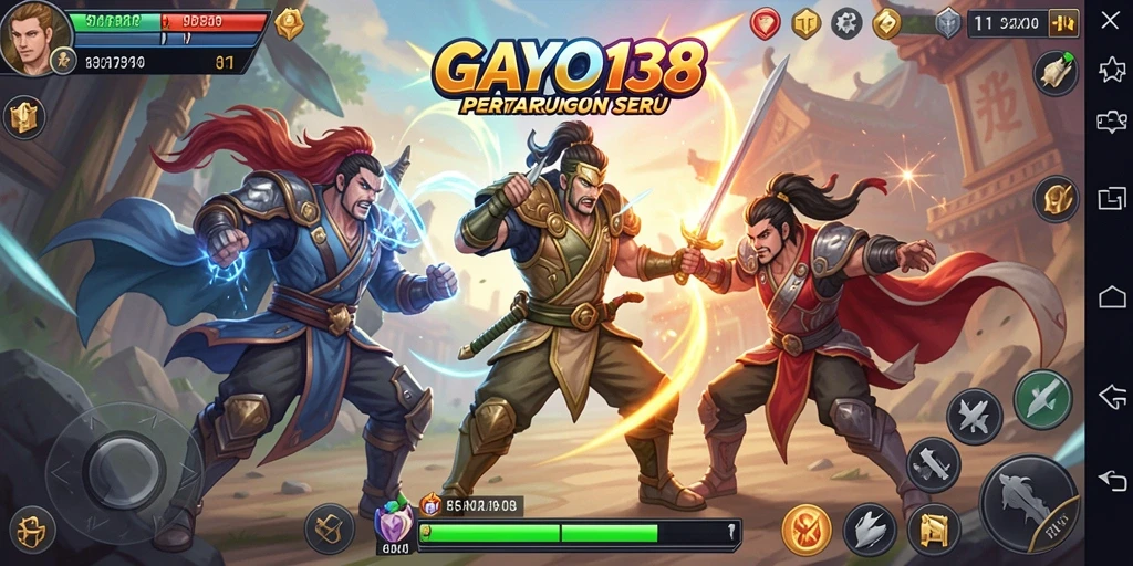 Screenshot GAYO138 menunjukkan momen pertarungan seru antara dua karakter.