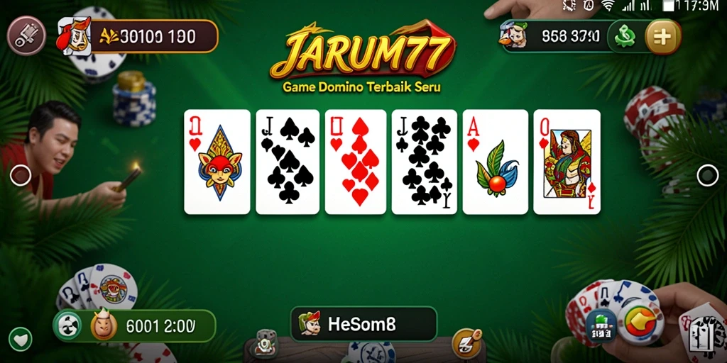 Gameplay seru di JARUM77 dengan teman-teman memainkan Domino.
